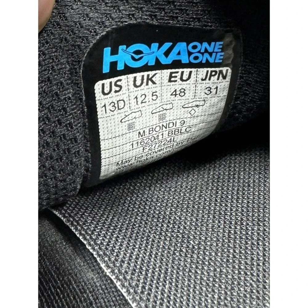 Hoka One One Bondi 9 Running Shoes Men's Size 13 D Triple Black 1162011-BBLC